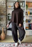Bowie Asymmetric Turtle Neck Ribby Knit Chocolate